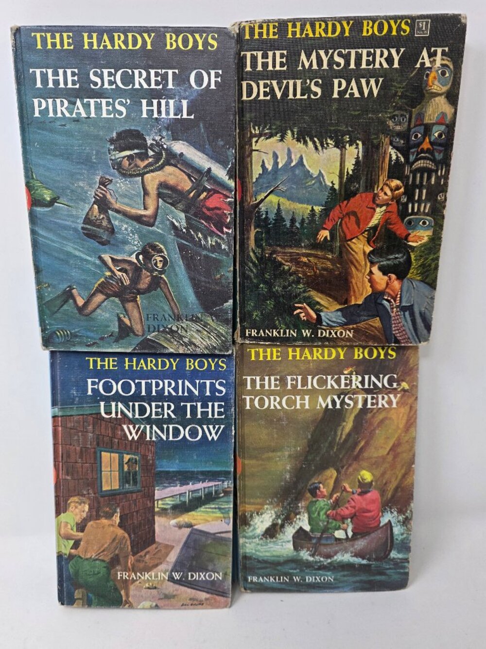 Vintage Hardy Boys Mystery Books Lot of 4 Matte Picture Covers 1960s - Hardcover